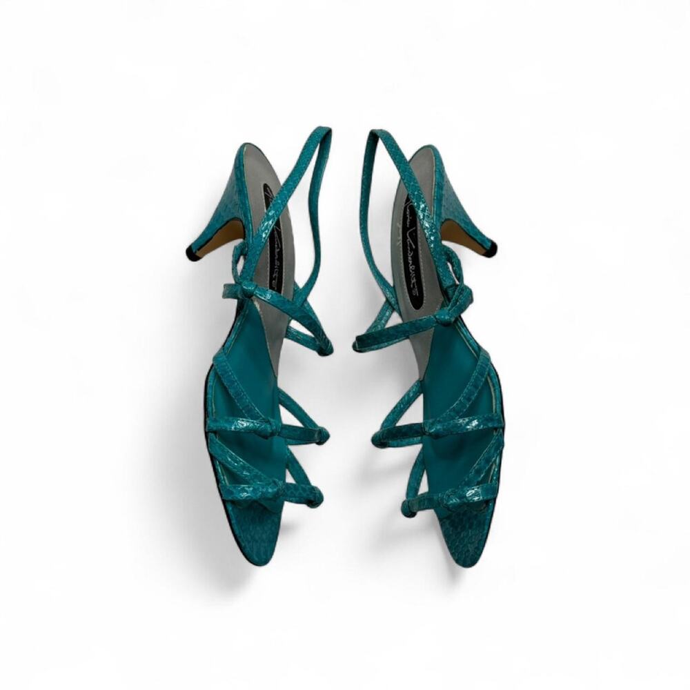 Gloria Vanderbilt Vintage Blue Kitten Heels Tropical Summer 2” heel size 6
